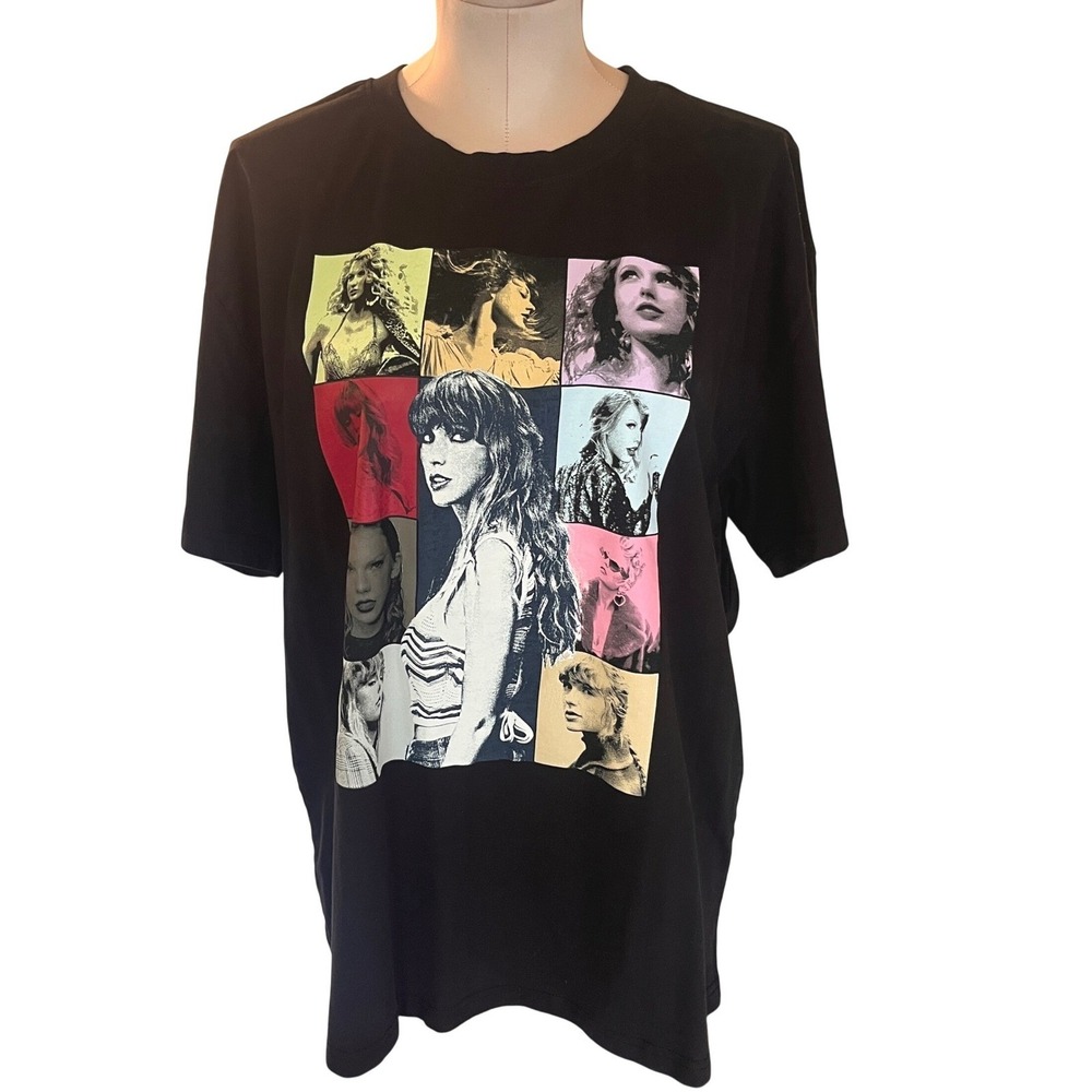 Taylor Swift The Eras Tour Concert Graphic T-Shirt Black XL 100% Cotton